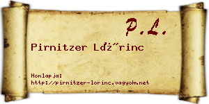 Pirnitzer Lőrinc névjegykártya